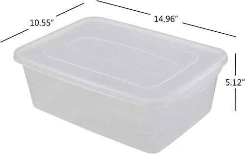 Vista 2 de Contenedores de almacenamiento de plástico de 14 cuartos de galón con tapa, caja de cierre transparente, juego de 4