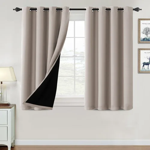 Vista 142 de H.VERSAILTEX Cortinas 100% de opacidad para dormitorio, con aislamiento térmico, cortinas opacas de 63 pulgadas de largo, cortinas de bloqueo