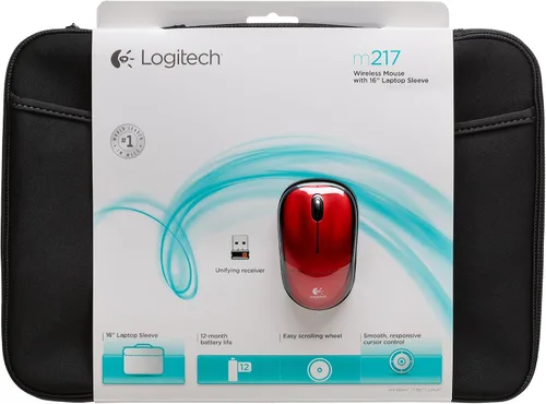 Vista 3 de Logitech Bundle Mouse inalámbrico M185 - Negro y funda de 16" (negro)