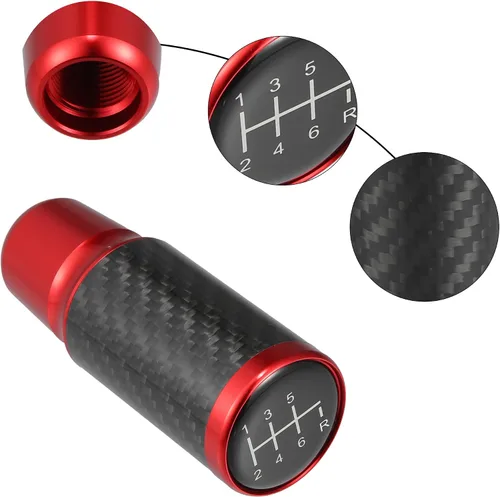 Vista 3 de ACROPIX Pomo de palanca de cambios universal de aluminio modificado de 6 velocidades, perilla de palanca de cambios manual automática para Rojo