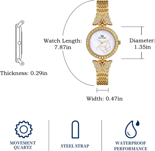 Vista 6 de Ladies Wrist Watch Butterfly Bracelet Easy Reader Analog Dail Quartz Casual Wrist Watches for Women Girl Lady Lovers Girlfriend Wristwatch with