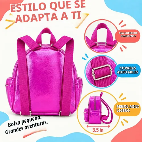 Vista 6 de AI ACCESSORY INNOVATIONS Character Mini PU Mochilas Monedero, Bolsa de hombro, 10.5 pulgadas, Cuero Sintético Barbie