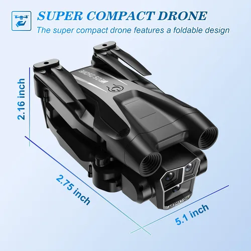 Vista 12 de Dron con cámara 1080P HD, mini dron para principiantes, niños y adultos, cuadricóptero RC con 2 baterías, estuche de transporte, vuelo estable