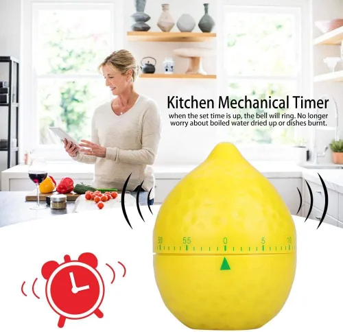 Vista 3 de Temporizador de cocina, novedoso y manual de frutas, contador de cocina mecánico compacto, herramienta de sincronización de alarma de cocina