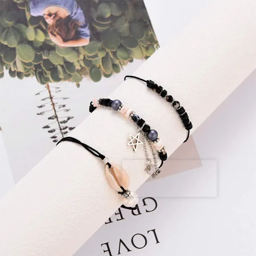 Vista 4 de JOYA GIFT Handmade Adjustable Wrap Bracelet Bohemian String Braided Beads Anklets Gifts for Women Girls