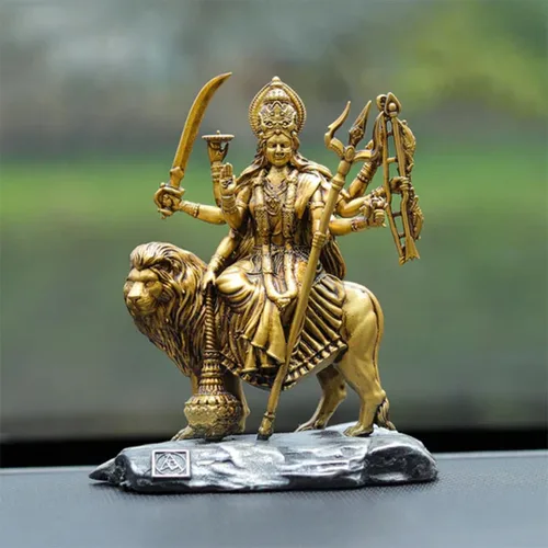 Vista 3 de Artarium Shri Durga MATA Idol Estatua antigua Sherawali MATA Shri Vaishno Devi Maa Durga MATA Idol para tablero de automóvil y decoración