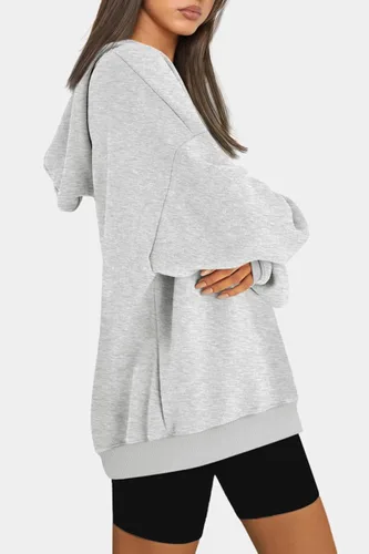 Vista 3 de Trendy Queen Sudaderas con capucha de vellón de gran tamaño para mujer, cómodas, casuales, sueltas, ligeras, ropa de otoño e invierno