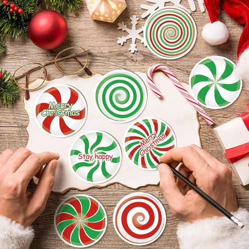 Vista 5 de 48 notas adhesivas de caramelo de Navidad, diseño de caramelo de Navidad, bloc de notas autoadhesivas, notas adhesivas para Navidad, vacaciones