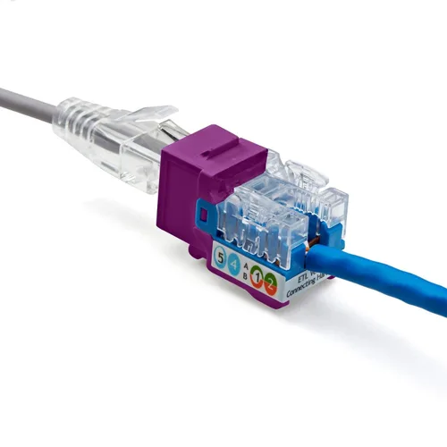 Vista 7 de TRUE CABLE Conector Keystone Cat5e, sin blindaje (UTP), perforado de 90 grados, PoE++ (4PPoE) 100W, certificación UL, verificado ETL, certificado