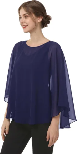 Vista 21 de Capas de gasa para mujer, chales y envolturas para poncho Negro