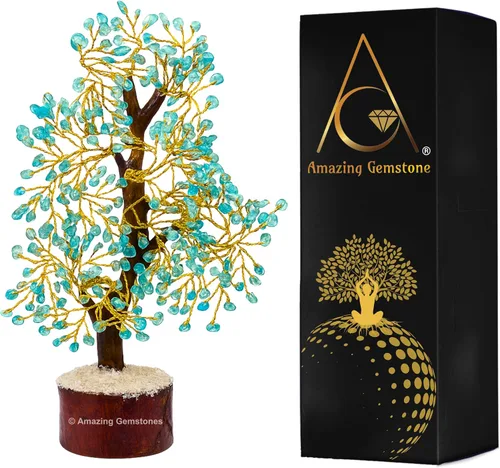 Vista 13 de Árbol de la vida con múltiples piedras preciosas naturales curativas de primera calidad, bonsái de Feng Shui, para decoración del hogar y la oficina