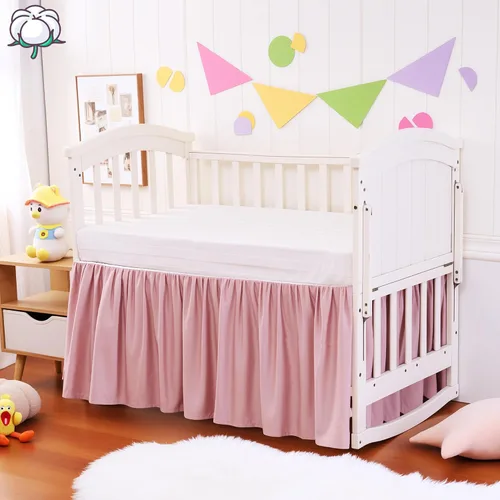Vista 14 de Falda de Cuna con Volante de Polvo 100% Algodón - Natural, Suave, Transpirable para la Piel Delicada del Bebé, Falda de Cuna para Niños y Niñas, Se