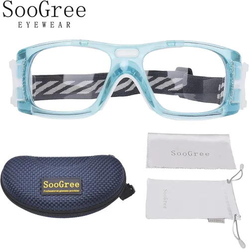 Vista 9 de Gafas deportivas – Gafas protectoras de baloncesto con lente extraíble y correa ajustable para gafas