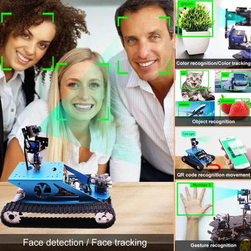 Vista 6 de Yahboom Kit de robot AI para chasis de tanque para Raspberry Pi 4B, kit de inicio de cámara Python, proyecto de ciencia electrónica programable DIY
