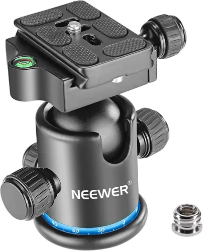 Vista 10 de NEEWER Cabezal de trípode, cabezal de bola panorámica giratoria de 360° con placa de zapata rápida de 1/4 pulgadas para trípode monopie deslizante