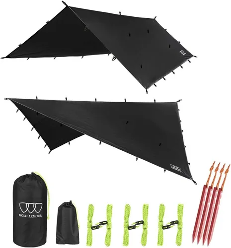 Vista 19 de Gold Armour - Toldo para lluvia para hamaca de lona, calidad premium, 14.7 pies, 12 pies, 10 pies, 8 pies, cubierta de toldo para lluvia, toldo