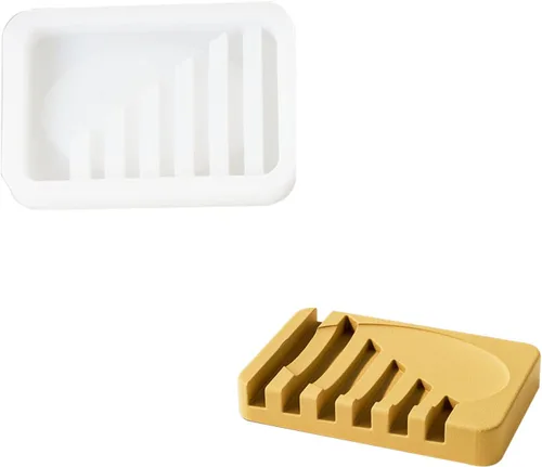 Vista 9 de BOOWAN NICOLE Molde de silicona para jabonera para baño/ducha, barra de jabón con bandeja autodrenante