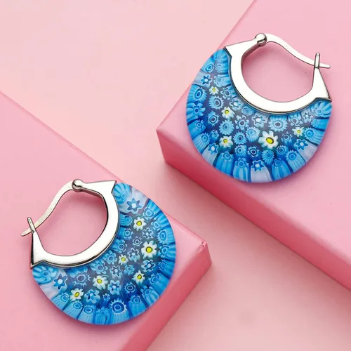 Vista 2 de Shop LC Stainless Steel Glass Hoops Hoop Earrings Fashion Jewellery Women Jewelry Gifts