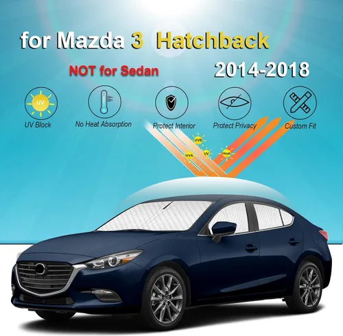 Vista 2 de KMF 6 piezas de parasoles gruesos para Mazda 3 Hatchback (No Sedán) 2014-2018 Accesorios, parasoles completos para parabrisas y ventanas de coche