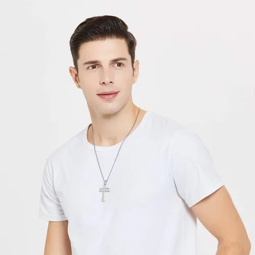 Vista 6 de CHOLER MAJ & COS - Collar de cadena para hombre, colgante de cadena cristiana de acero, Metal