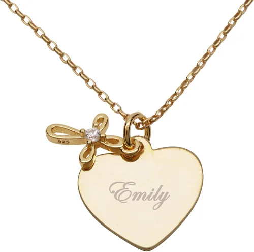 Vista 7 de Cherished Moments Collar de corazón, plata de ley 925 o chapado en oro de Corazón dorado (14 pulgadas)