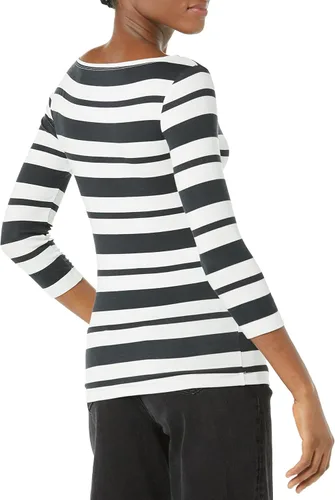 Vista 3 de Tienda Essentials Camiseta de manga 34 y cuello barco de corte entallado para mujer
