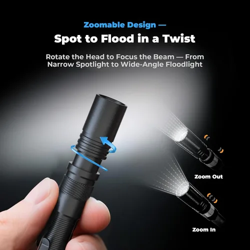 Vista 4 de Linterna Recargable Tipo Bolígrafo, Linternas de Bolsillo con Zoom de 800LM con Clip Modos Duales Linterna LED Tipo Bolígrafo Recargable Impermeable