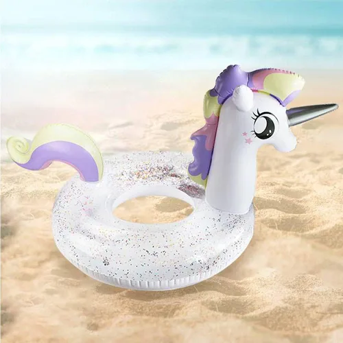 Vista 4 de CICITOYWO Flotadores de piscina para niños pequeños, balsa flotadora inflable para niños y adultos con asa, juguetes flotadores de playa para nadar