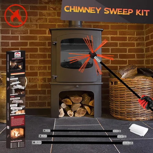 Vista 7 de Kit de limpieza de chimeneas de 16 pies, kit de limpieza de chimenea con 5 varillas de chimenea flexibles de nailon negro, sistema de limpieza