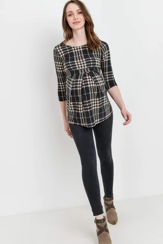 Vista 43 de LaClef - Blusa de maternidad para mujer, cuello redondo, manga 3/4, plisada al frente, estilo peplum