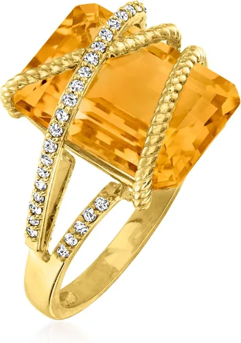 Vista 3 de Ross-Simons Anillo de diamantes de 7.00 quilates y citrino de 0.15 qt t t en oro amarillo de 14 quilates