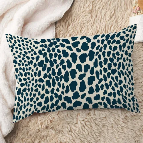 Vista 14 de ArogGeld Funda de almohada de lino azul con estampado de leopardo, diseño de vaca, diseño de animales de granja, color azul marino, guepardo