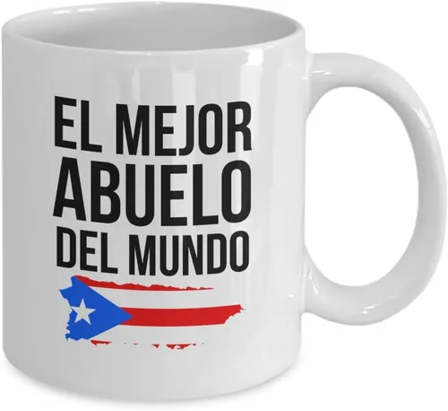 Vista 2 de Taza Abuelo - Taza de café El Mejor Abuelo Del Mundo con bandera de Puerto Rico para abuelos puertorriqueños