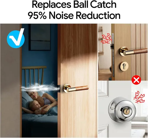 Vista 3 de Mousike Accesorios para atrapar bolas de puerta, cierre magnético oculto ajustable, placa de golpeo de acero inoxidable con fuerte succión, Negro