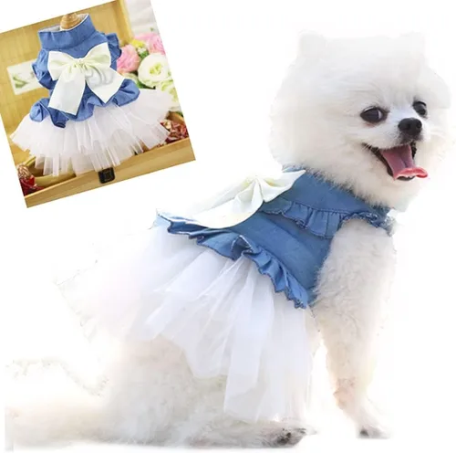 Vista 91 de ANIAC Daisy Vestidos para Perros Pequeños Hembra con Anillo para Correa, Nudo de Lazo Vestido de Boda para Cachorra, Traje de Gato de San Valentín