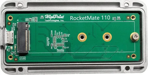 Vista 5 de HighPoint Tecnologías RocketMate 110 USB 3.2 20G a PCIe Gen3 x4 M.2 (2242/2260/2280) Gabinete NVMe