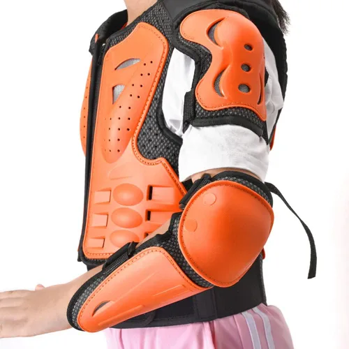 Vista 4 de Chaleco de armadura de motocicleta para niños, equipo de protección para bicicleta de cross, protector de columna vertebral para jóvenes, coderas