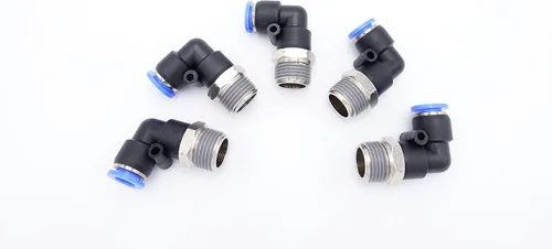 Vista 21 de Accesorio de Conexión por Empuje 1/2" Tubo OD x 1/2" Rosca Macho NPT, Codo Neumático Macho para Línea de Aire y Agua de 90 Grados con Giratorio