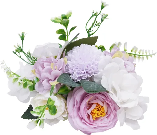 Vista 2 de DYRABREST Bolas de flores de boda para centros de mesa, 10 piezas de flores artificiales falsas de plástico para centros de mesa de boda, ramo