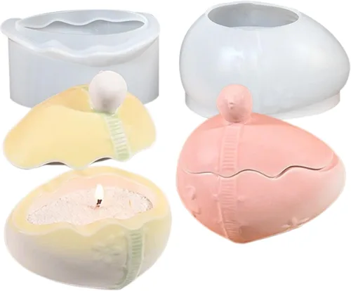 Vista 11 de Molde de silicona para tarro de vela de huevo de conejo de Pascua, molde de resina de huevo de conejo 3D para velas, taza de almacenamiento