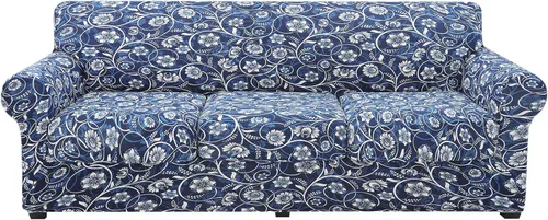 Vista 54 de hyha Funda para sofá, fundas para sofá biplaza, diseño floral, elásticas, estampadas, 3 piezas, fundas para sofá de 2 cojines separados, protector