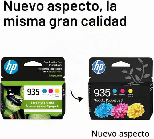 Vista 3 de HP (N9H65FN) 935 3 cartuchos originales de tinta color cian, magenta y amarillo