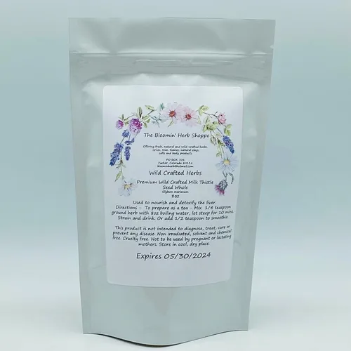 Vista 3 de Semilla de cardo mariano crudo silvestre de 8 oz Silybum Marianum The Bloomin Herb Shoppe