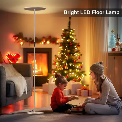 Vista 7 de Lámpara de pie LED con mando a distancia, 36 W/3000-5000 K, control táctil, totalmente regulable, brillo ajustable, 69 pulgadas, arena dorada
