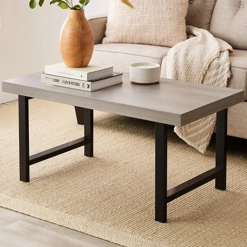 Vista 9 de Best Choice Products Mesa de centro moderna de 44 pulgadas, mesa de centro grande con parte superior de carnicero, mesa de centro rectangular