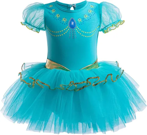 Vista 15 de Leotardos de princesa para niñas con falda de ballet y tutú para Halloween, Navidad, fiesta de cumpleaños, vestido elegante