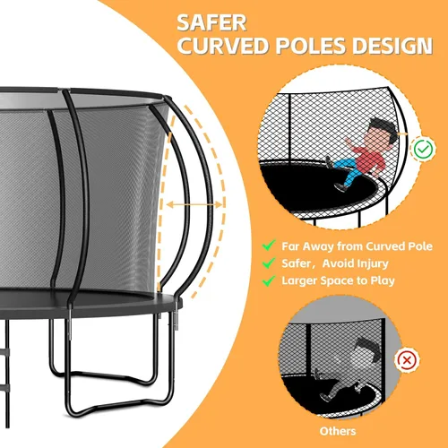 Vista 2 de Zevemomo Trampolín para niños y adultos, trampolín recreativo para niños de 14 pies con red de seguridad y escalera, trampolines recreativos al aire