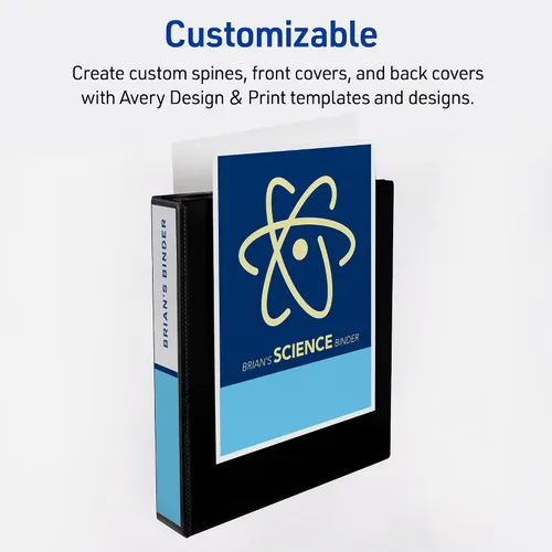 Vista 5 de Carpeta Avery resistente con anillos, Azul oscuro 1.5 pulgadas Para uso diario en la escuela, el hogar y la oficina, columna vertebral resistente al