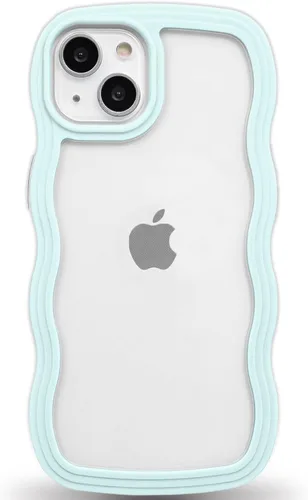 Vista 105 de Anuck Funda para iPhone 13 Pro con borde ondulado, diseño trasero transparente, agarre antideslizante, forma de marco rizado ondulado, a prueba