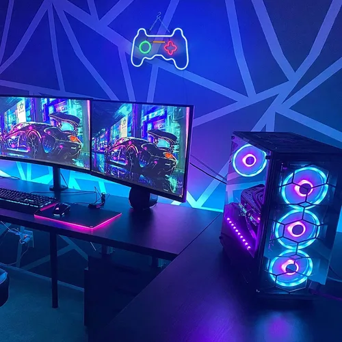 Vista 5 de Letreros de Neón LED Regulables Decoraciones de Pared Para Sala de Estar Dormitorio Luces en Forma de Controlador de Gamepad Accesorios